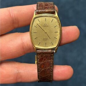 vintage gold-plated Omega De Ville Quartz watch W/ 18kt Gold Plated Clasp.